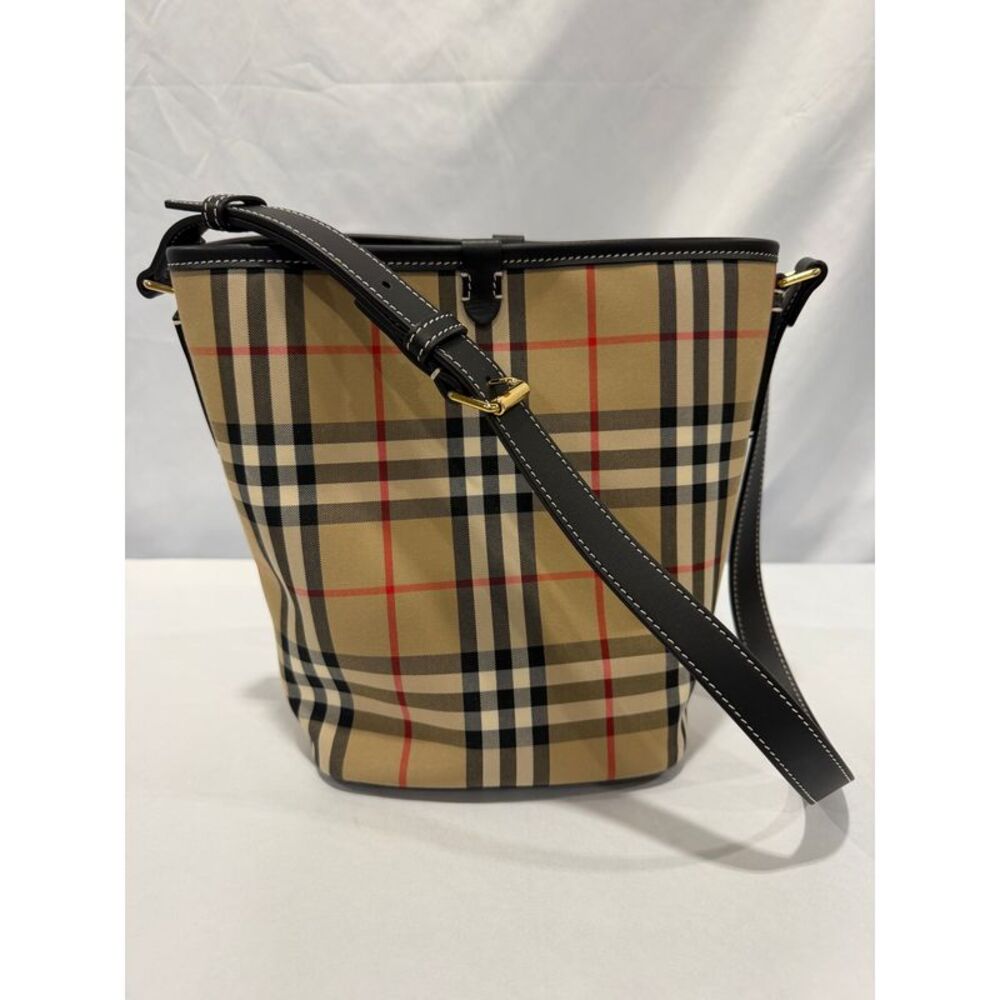 Burberry Ashby Check Bucket Bag 8102171 Beige/Black - Picture 2 of 9